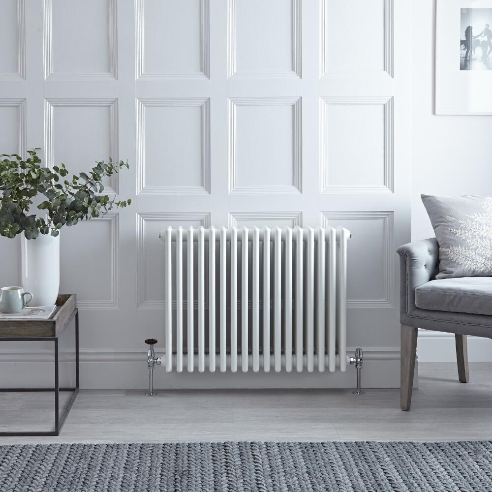 Radiatore di Design Orizzontale a 4 Colonne Tradizionale - Bianco - 600mm x 765mm x 133mm - 1613 Watt - Regent