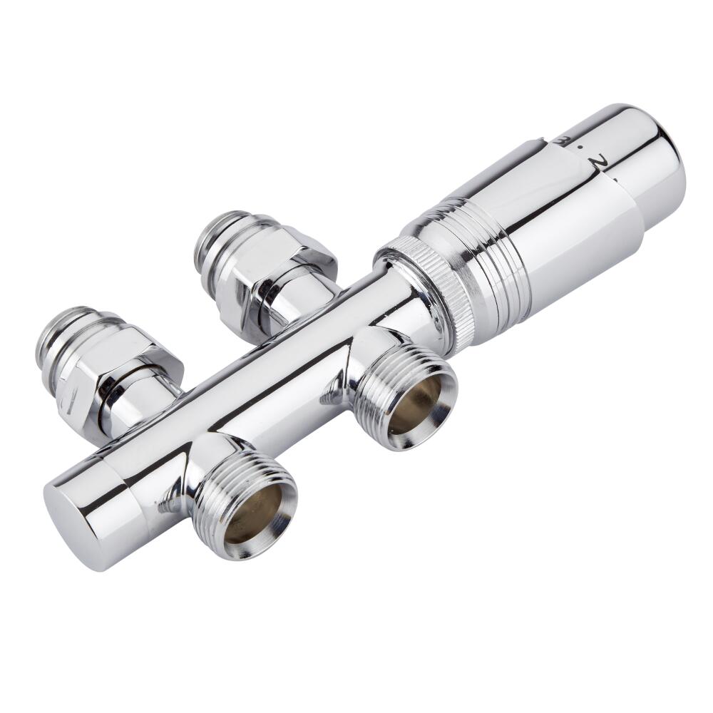 Valvole Diritte per Radiatori e Scaldasalviette 3/4” con Testa Termostatica Cromata e Selezione di Adattatori – Multiblock H