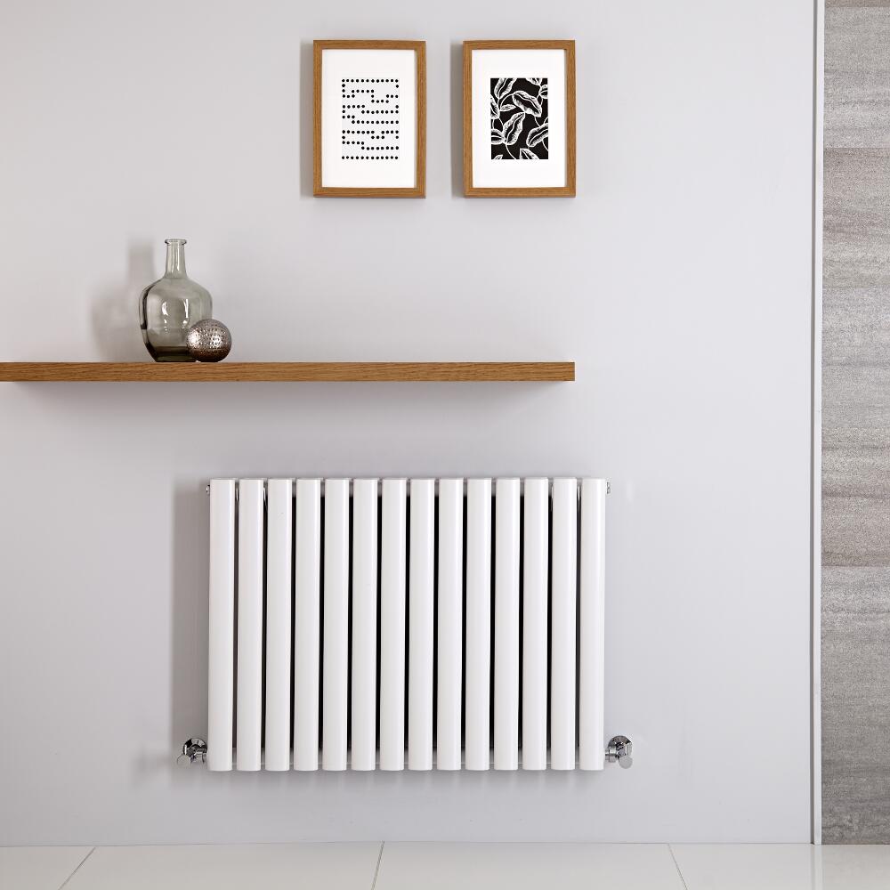 Radiatore di Design Orizzontale Doppio - Bianco Antracite - 600mm x 834mm x 78mm – 1096 Watt - Revive