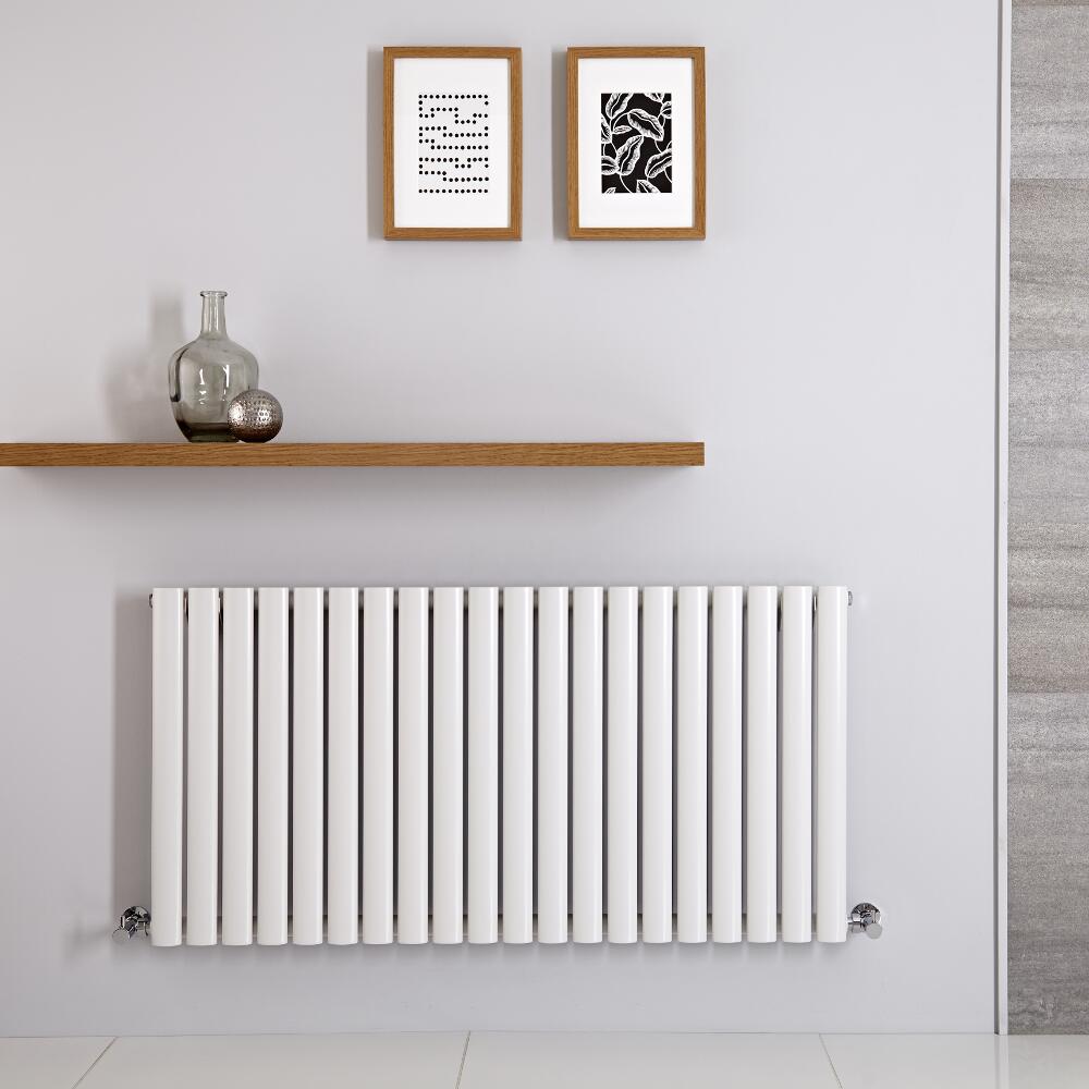 Radiatore di Design Orizzontale - Bianco Antracite - 601mm x 1180mm x 56mm - 1115 Watt - Revive