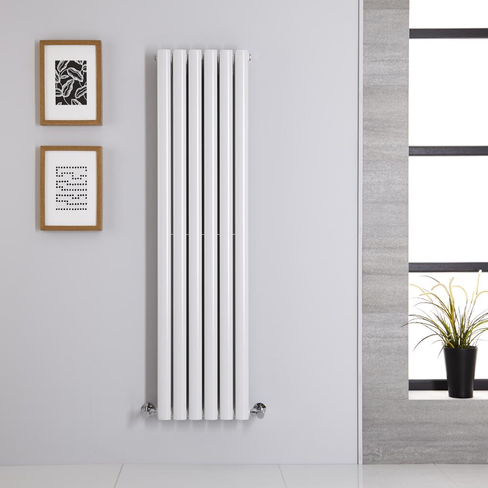 Radiatore di Design Verticale Doppio - Bianco - 1400mm x 354mm x 78mm - 1044 Watt - Revive