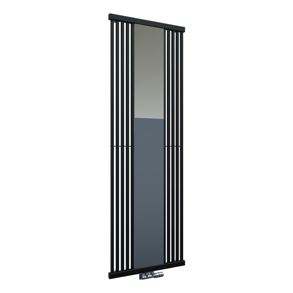 Radiatore di Design Verticale con Attacco Centrale - Con Specchio - Nero - 1900mm x 640mm x 60mm - 1172 Watt - Lublin