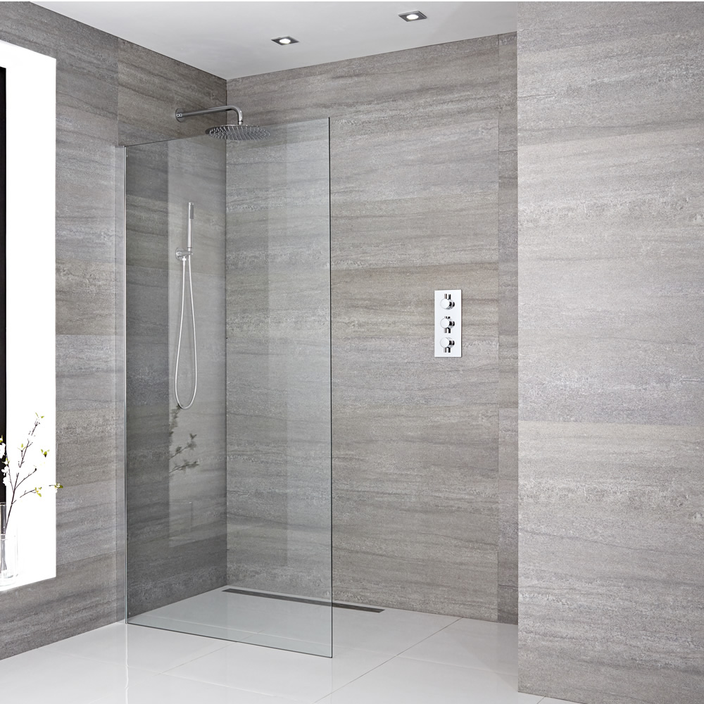 Kit Doccia A Filo Pavimento 900 mm con Puntello da Pavimento a Soffitto e Scarico
