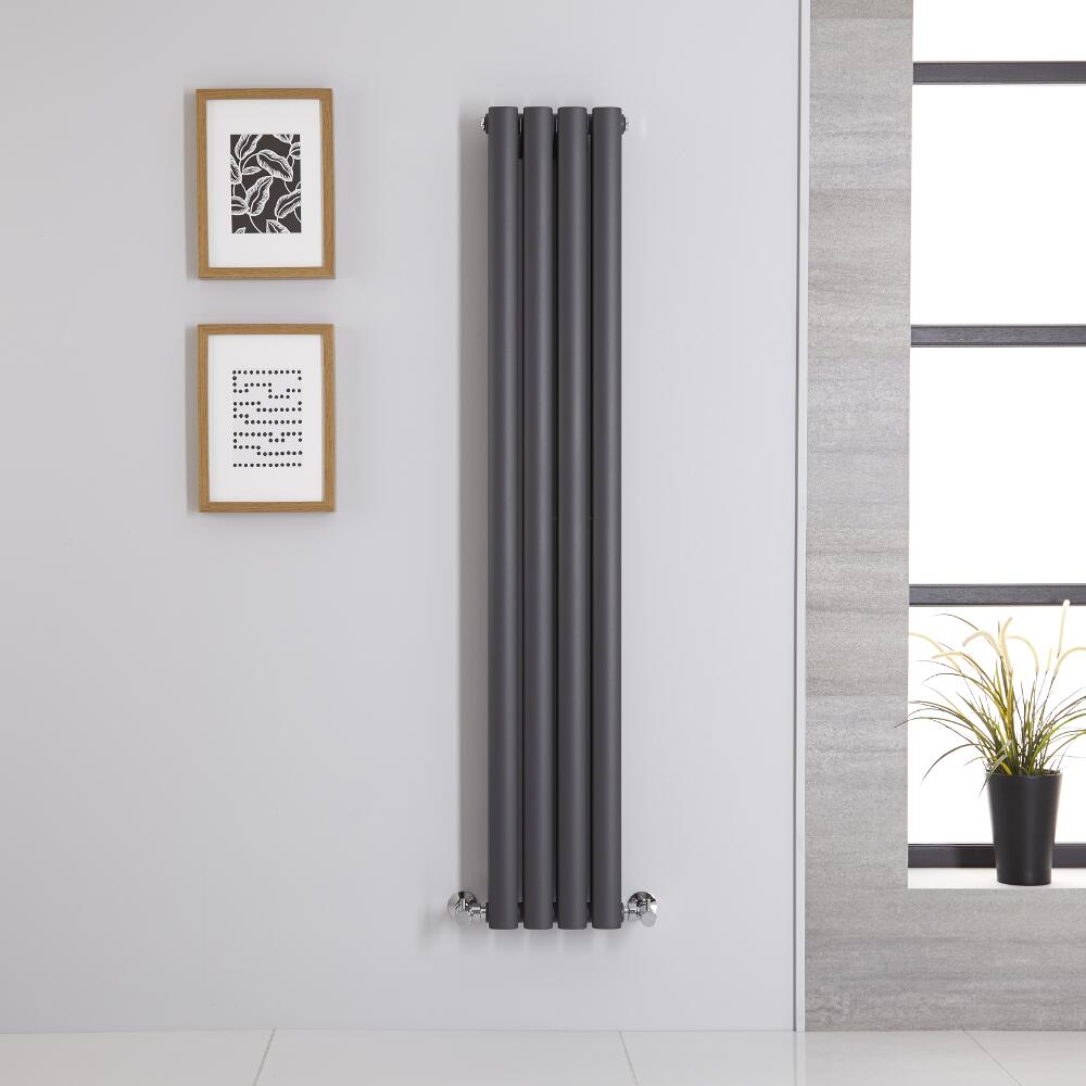 Radiatore di Design Verticale Doppio - Antracite - 1400mm x 236mm x 78mm - 696 Watt - Revive