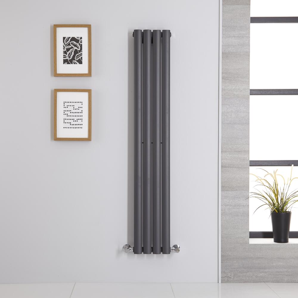 Radiatore di Design Verticale Singolo - Antracite - 1400mm x 236mm x 56mm - 457 Watt - Revive