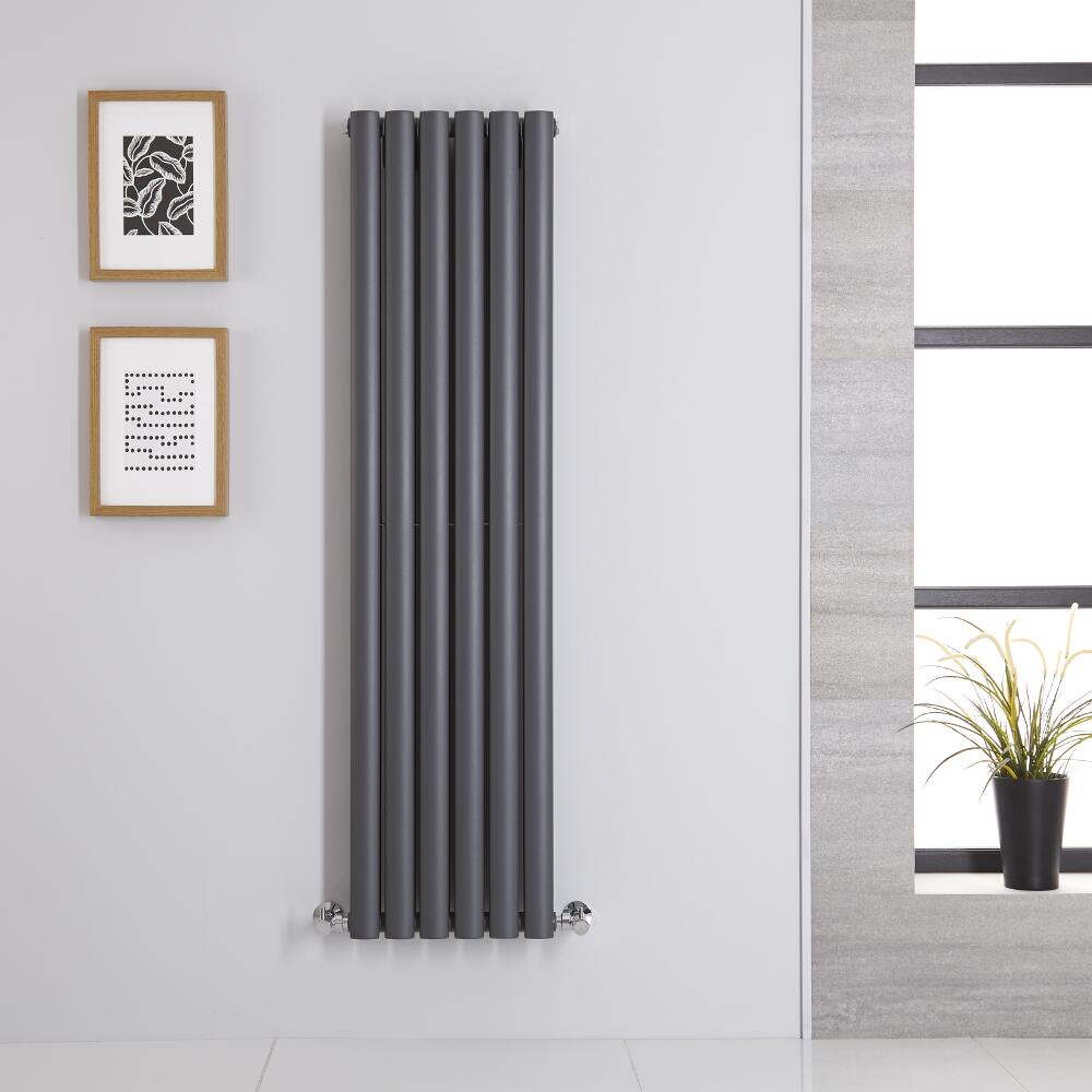 Radiatore di Design Verticale Doppio - Antracite - 1400mm x 354mm x 78mm - 1044 Watt - Revive