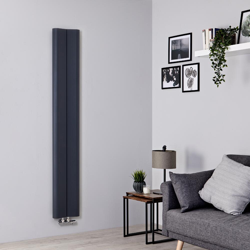Radiatore di Design Verticale - Alluminio - Antracite - 1600mm x 245mm - 579 Watt - Aloa