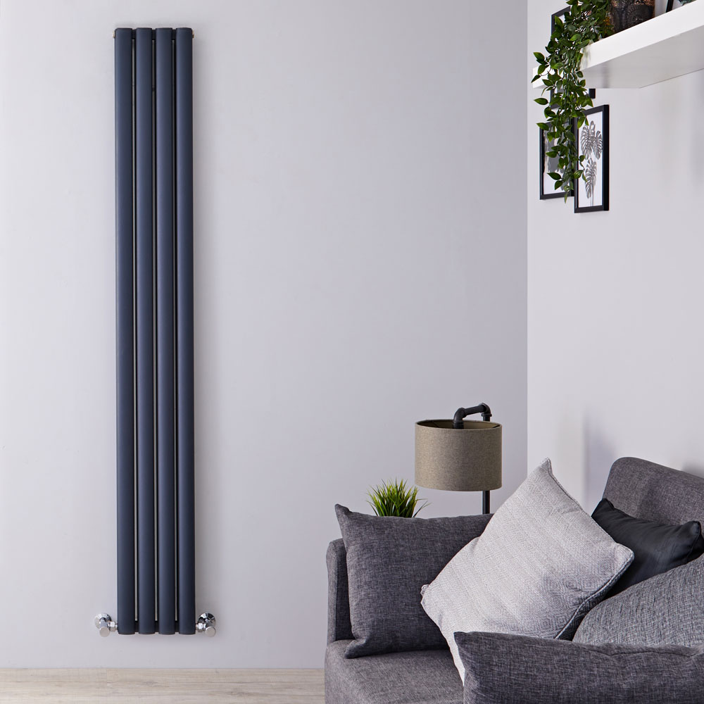 Radiatore di Design Verticale Doppio - Antracite - 1800mm x 230mm x 76mm - 1002 Watt - Revive Air