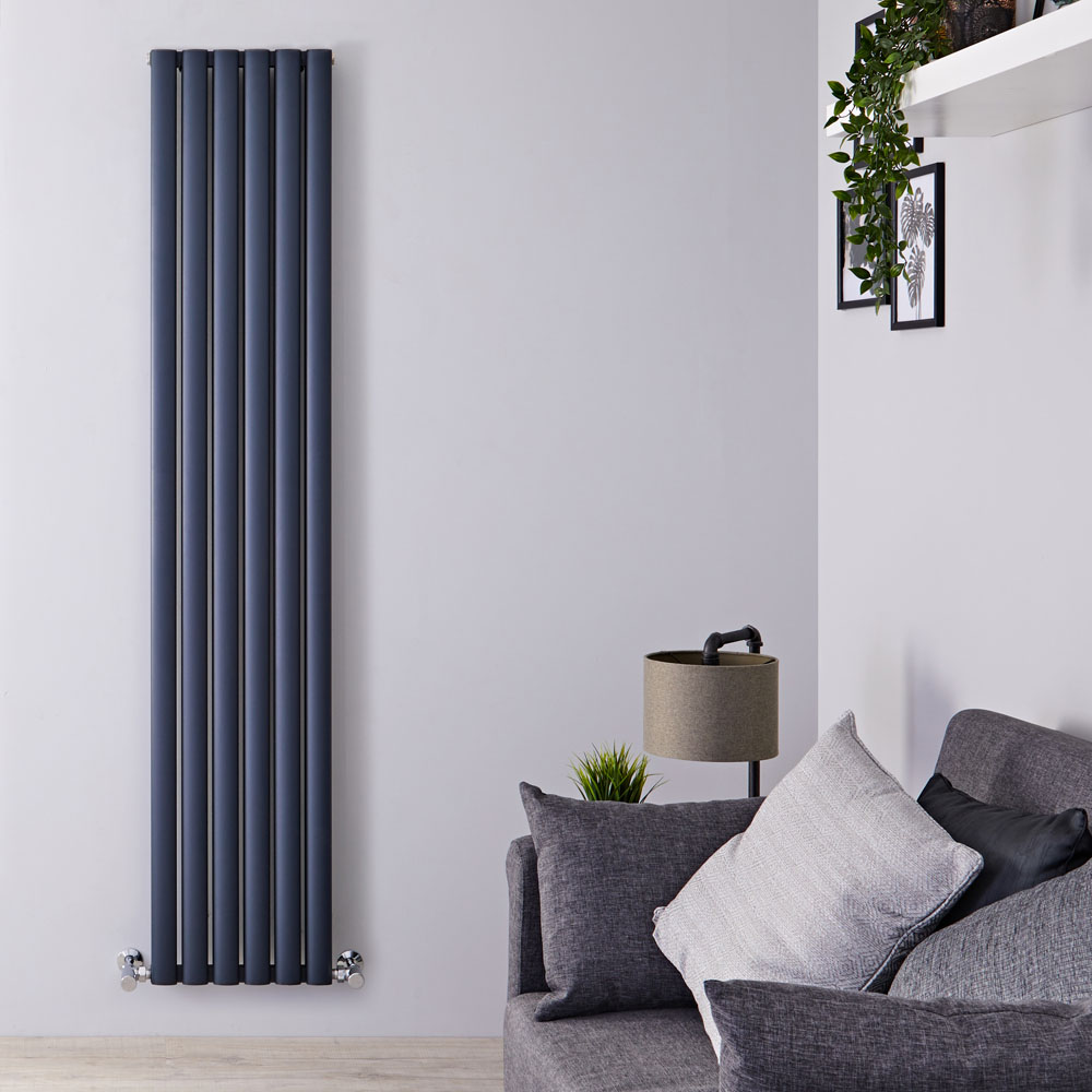 Radiatore di Design Verticale Doppio - Antracite - 1800mm x 350mm x 76mm - 1502 Watt - Revive Air