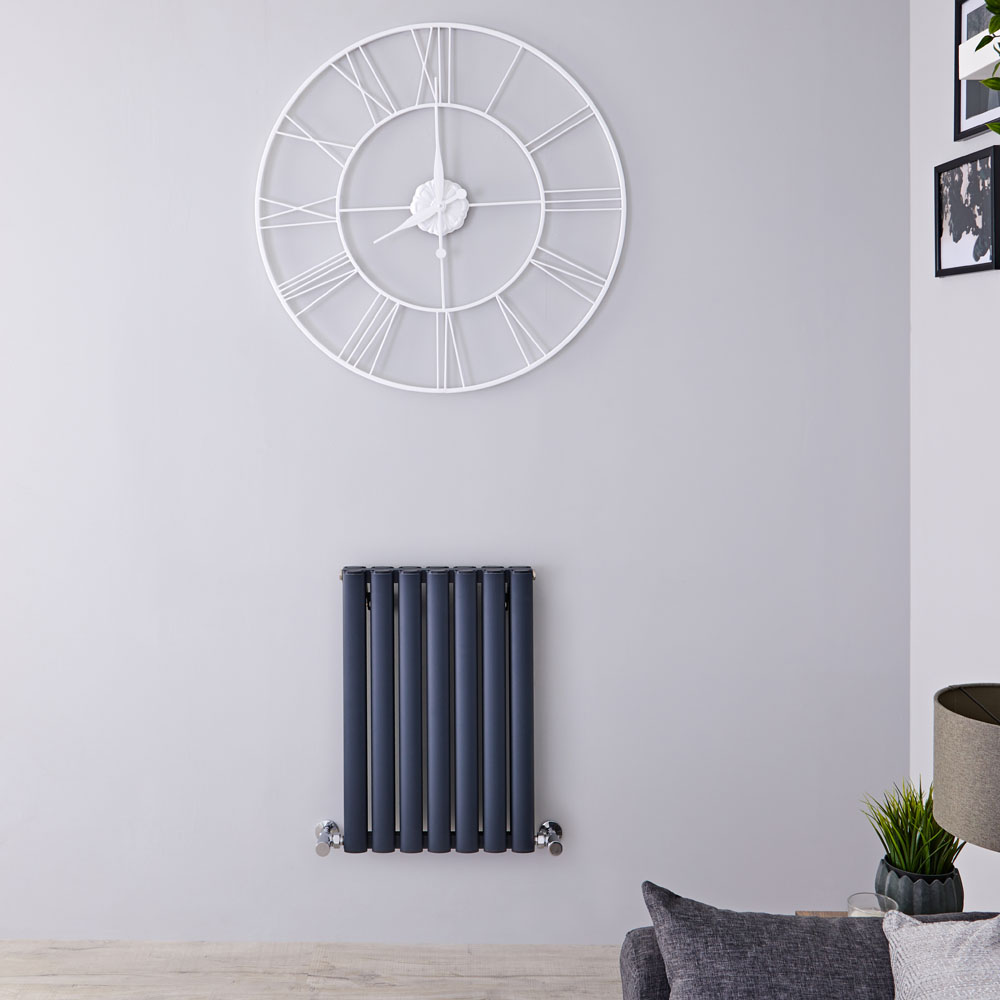 Radiatore di Design Orizzontale Doppio - Antracite - 600mm x 410mm x 76mm - 804 Watt - Revive Air