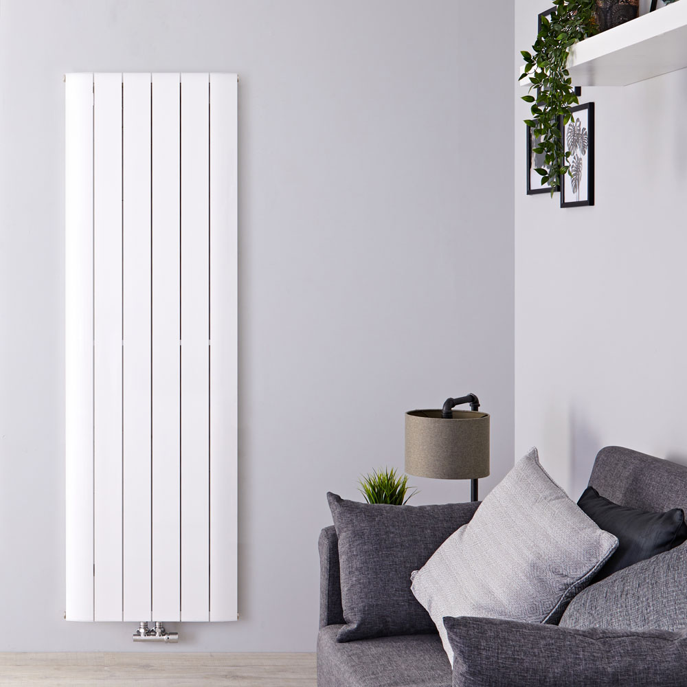 Radiatore di Design Verticale con Attacco Centrale - Alluminio - Bianco - 1800mm x 565mm x 46mm - 2303 Watt - Aurora
