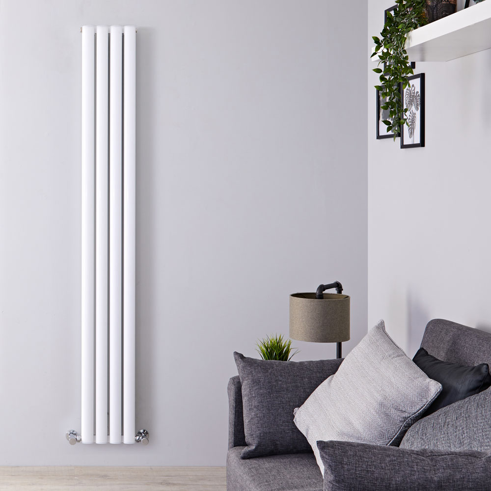 Radiatore di Design Verticale Doppio - Bianco - 1800mm x 230mm x 76mm - 1002 Watt - Revive Air