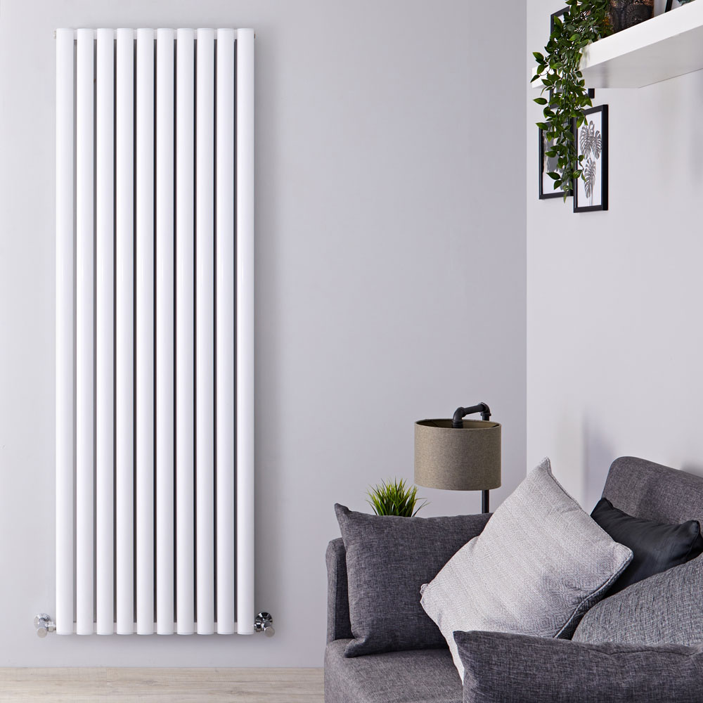 Radiatore di Design Verticale Doppio - Bianco - 1800mm x 590mm x 76mm - 2506 Watt - Revive Air