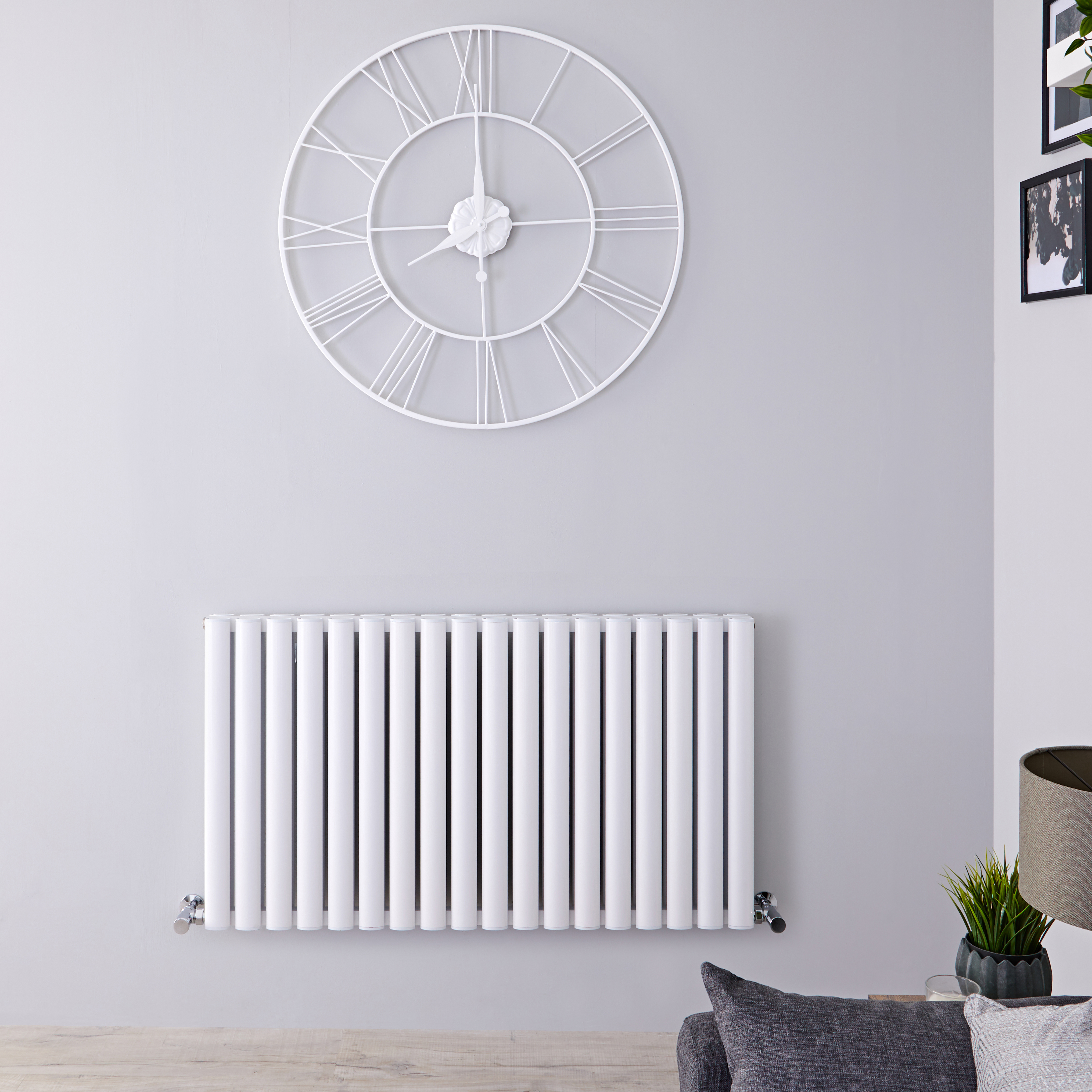 Radiatore di Design Orizzontale Doppio - Bianco - 600mm x 1070mm x 76mm - 2067 Watt - Revive Air