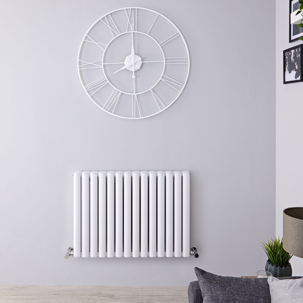 Radiatore di Design Orizzontale Doppio - Bianco - 600mm x 830mm x 76mm - 1609 Watt - Revive Air