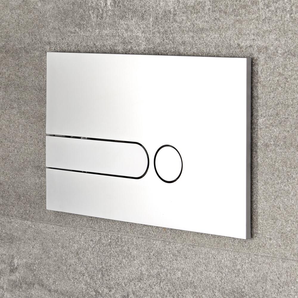 Placca di Comando WC per Cassetta a Incasso Cromato Satinato 150x240mm - Cluo