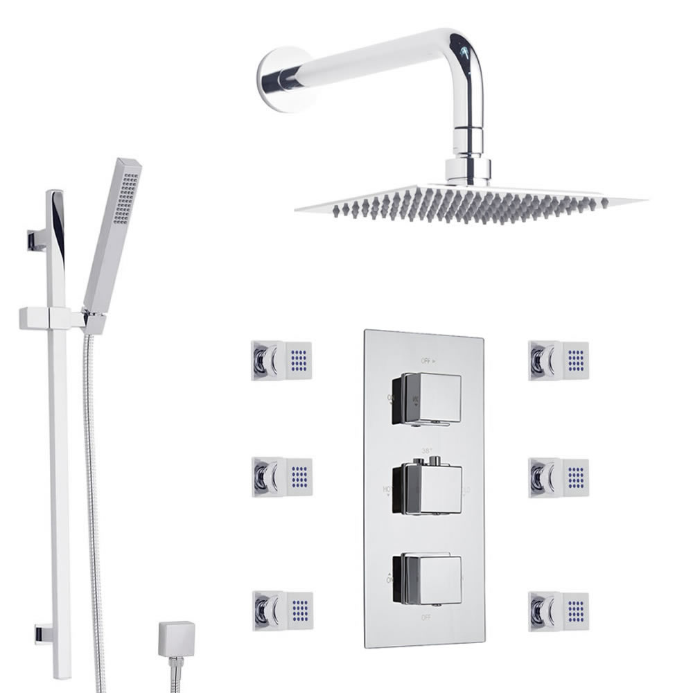 Kit Doccia Completo di Miscelatore Termostatico Incasso a Tre Vie con Deviatore