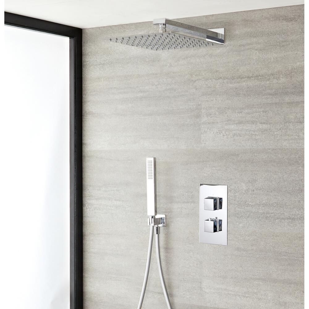 Kit Doccia Completo di Miscelatore Termostatico Incasso a Due Vie con Soffione Ultrapiatto