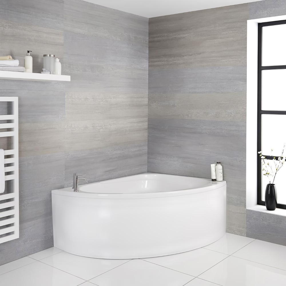 Vasca da Bagno 150x102cm in Acrilico Versione Angolare Destra con Pannello
