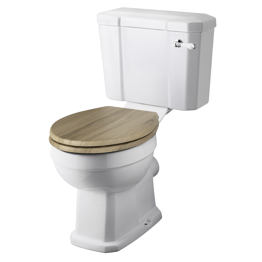 Sanitario a Terra in Stile Retrò Classico con Vaso e Cisterna in Ceramica e Sedile
