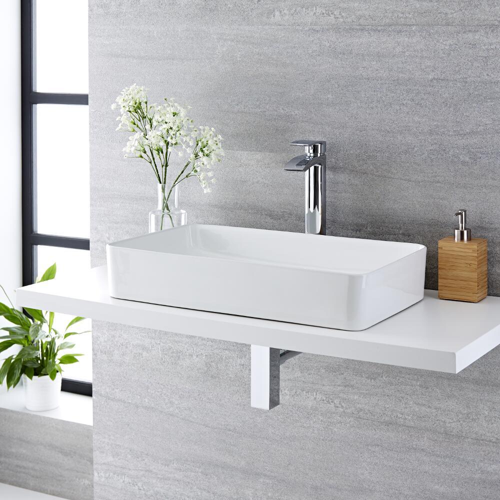 Lavabo Bagno da Appoggio Rettangolare in Ceramica 640x350mm - Alswear
