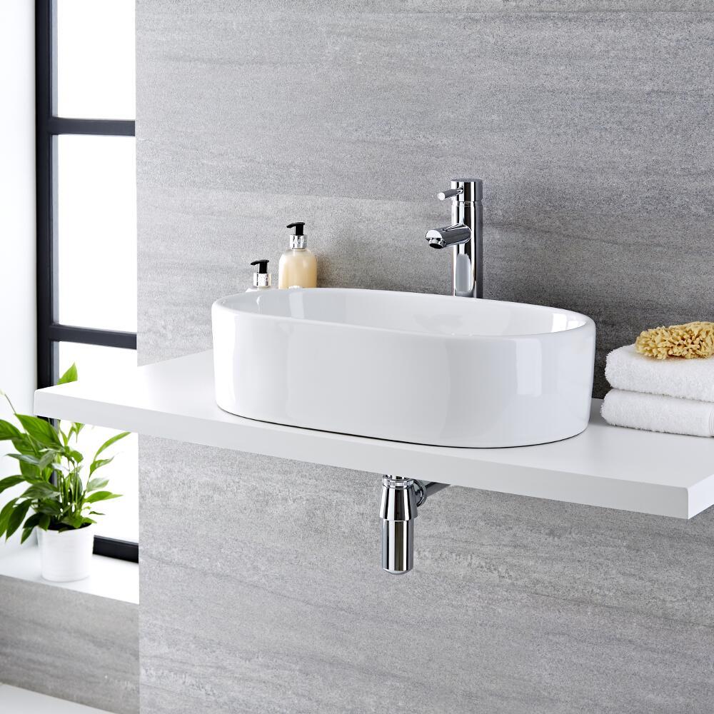 Lavabo Bagno da Appoggio in Ceramica Ovale 560x355mm - Otterton
