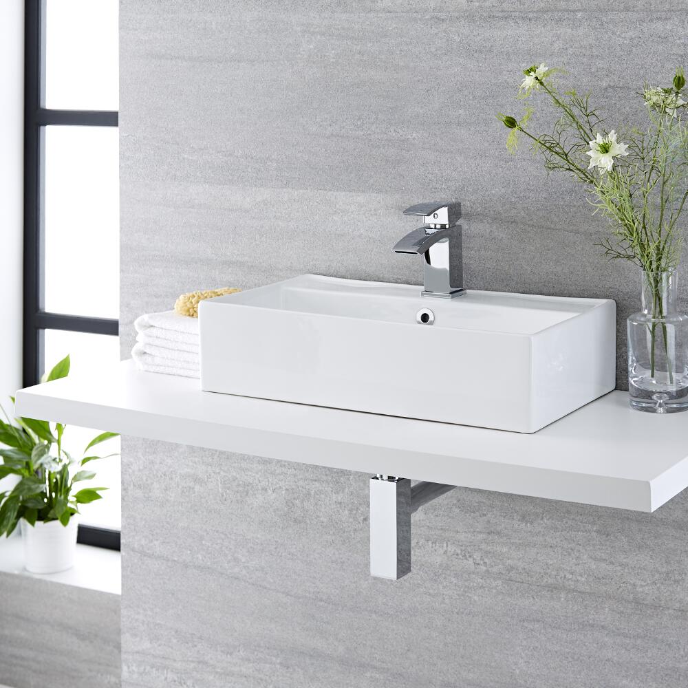 Lavabo Bagno da Appoggio Rettangolare in Ceramica 500x310mm - Halwell