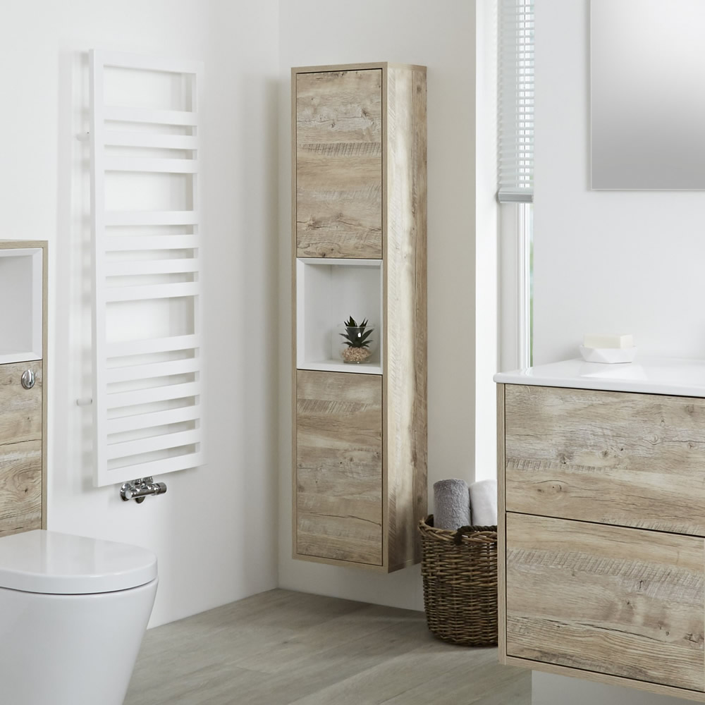 Colonna Bagno Murale per Stanza da Bagno 1500mm Colore Rovere Chiaro con Design Aperto - Hoxton