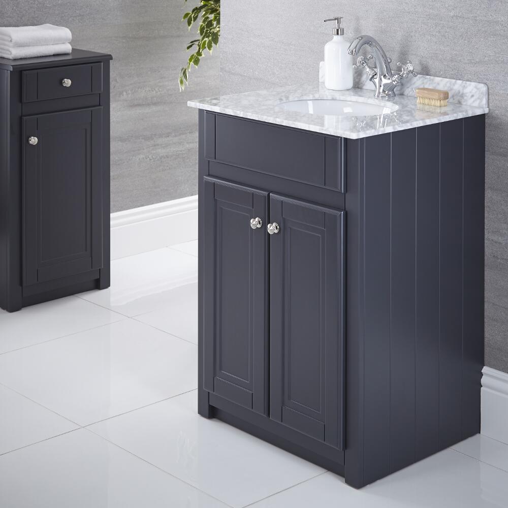 Mobile Bagno Tradizionale Colore Antracite 600mm con Lavabo - Charlton