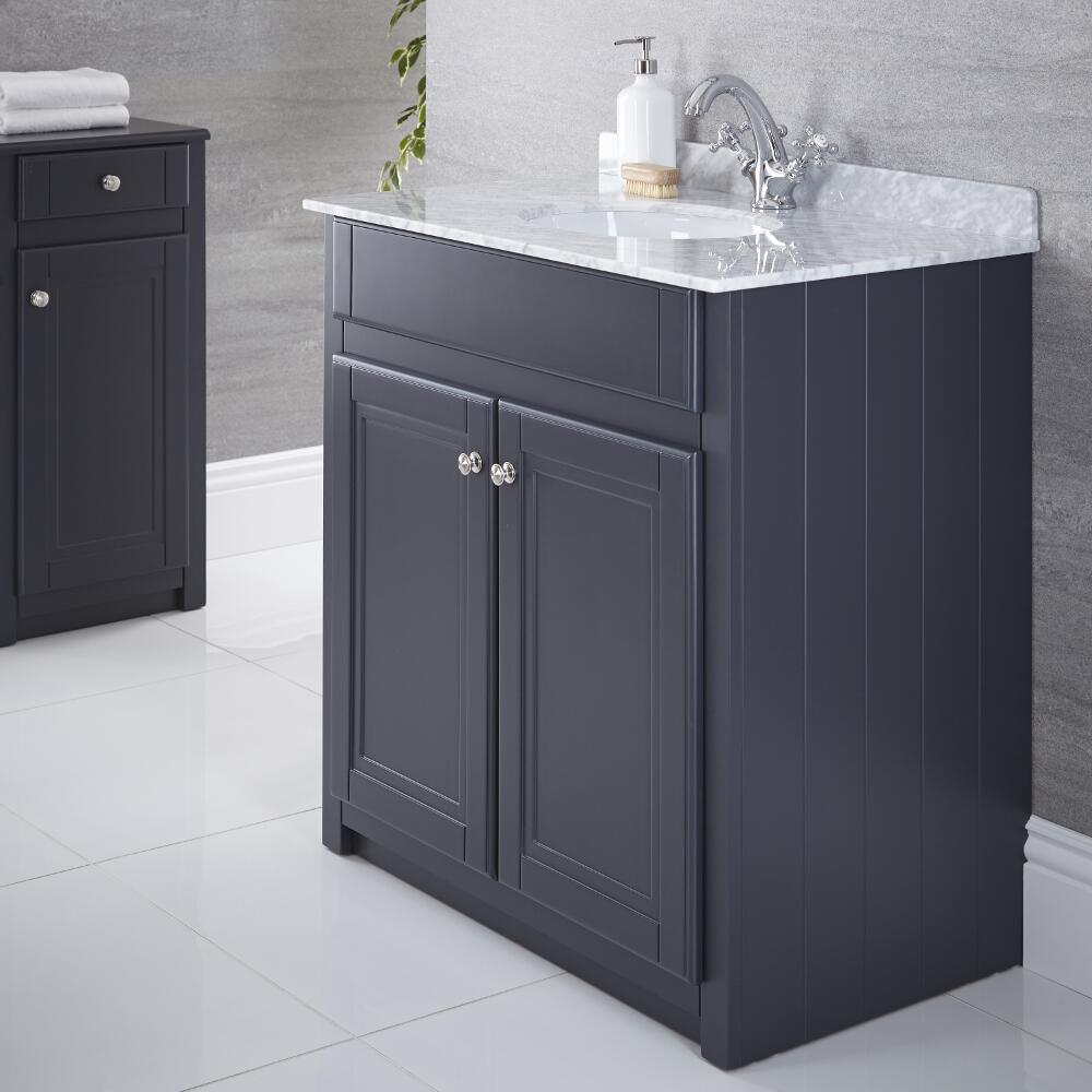 Mobile Bagno Tradizionale Colore Antracite 800mm con Lavabo - Charlton