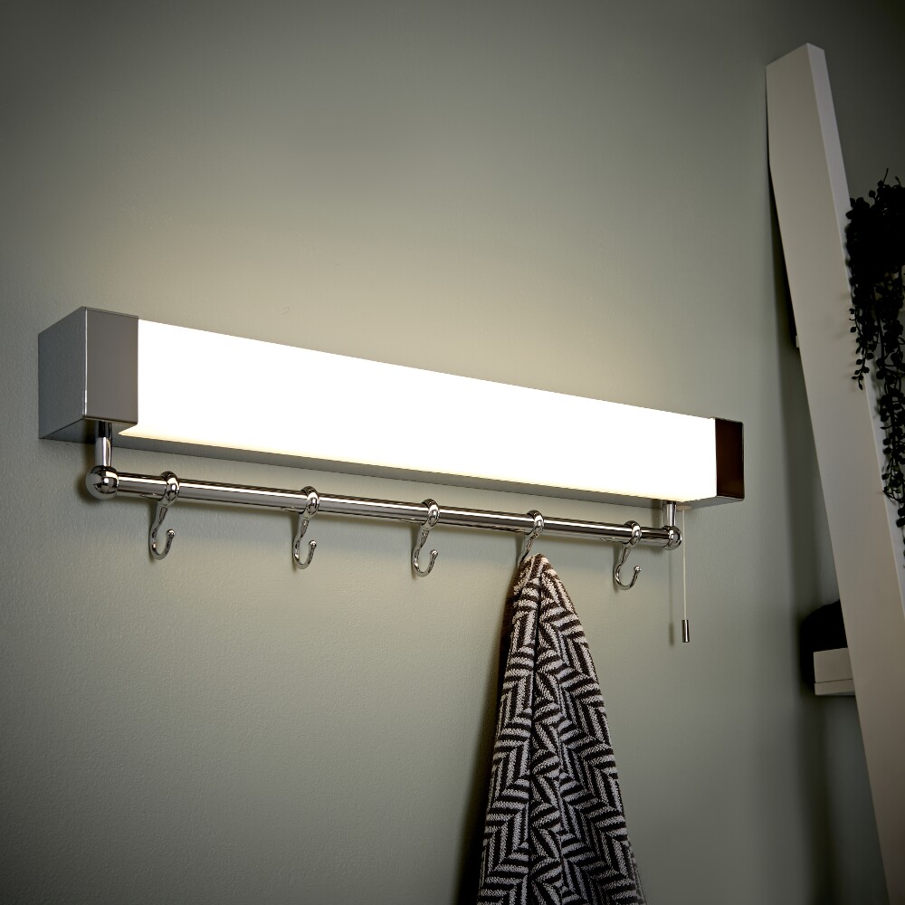 Mensola con Illuminazione LED e Appendino per Accappatoio e Asciugamani - Achen