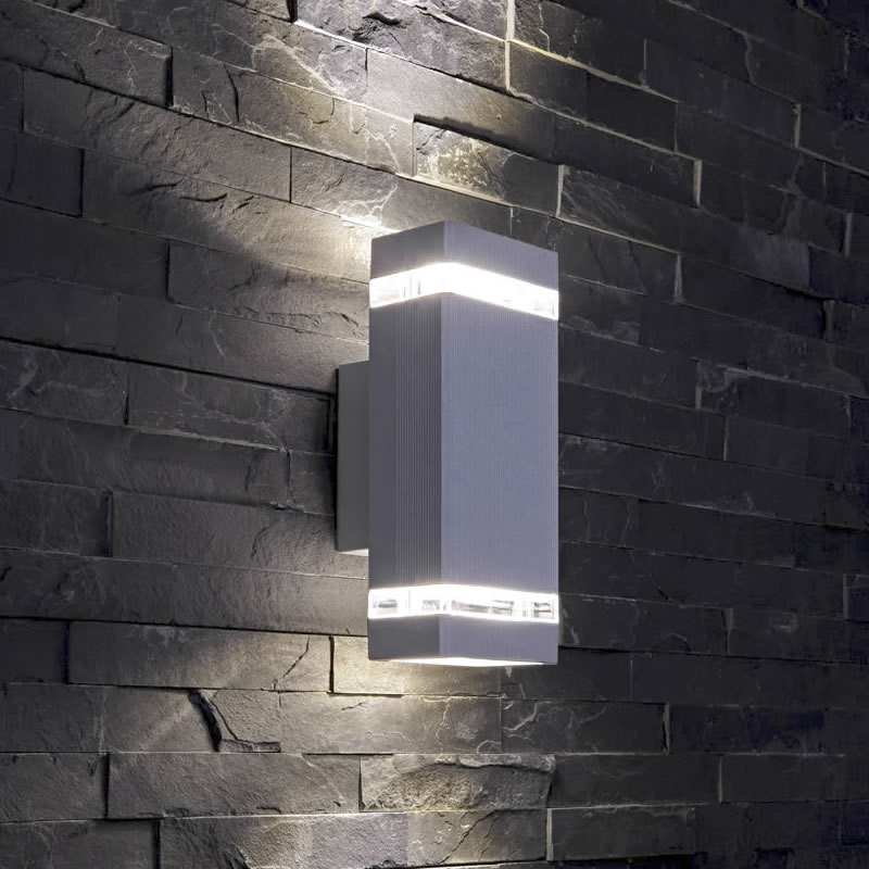 Applique da Esterno da Parete Design Cubico Colore Grigio IP54 GU10 - Architect