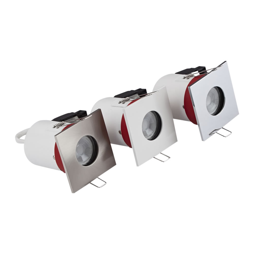 Biard Kit con 3 Faretti LED da Incasso GU10 IP65 Protezione Ignifuga con Porta Faretto Quadrato Disponibile in 3 Colori