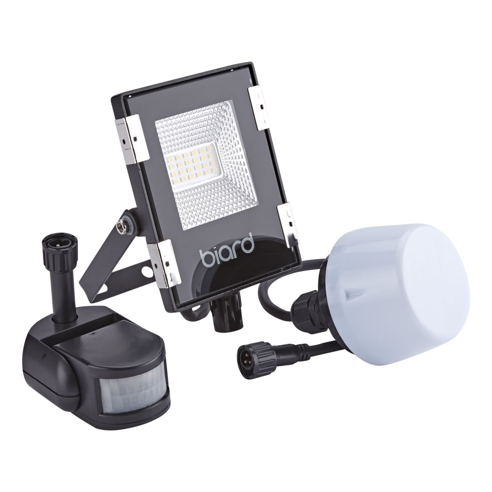 Biard Faro Proiettore Piatto Nero 10W con Sensore PIR o Sensore Crepuscolare
