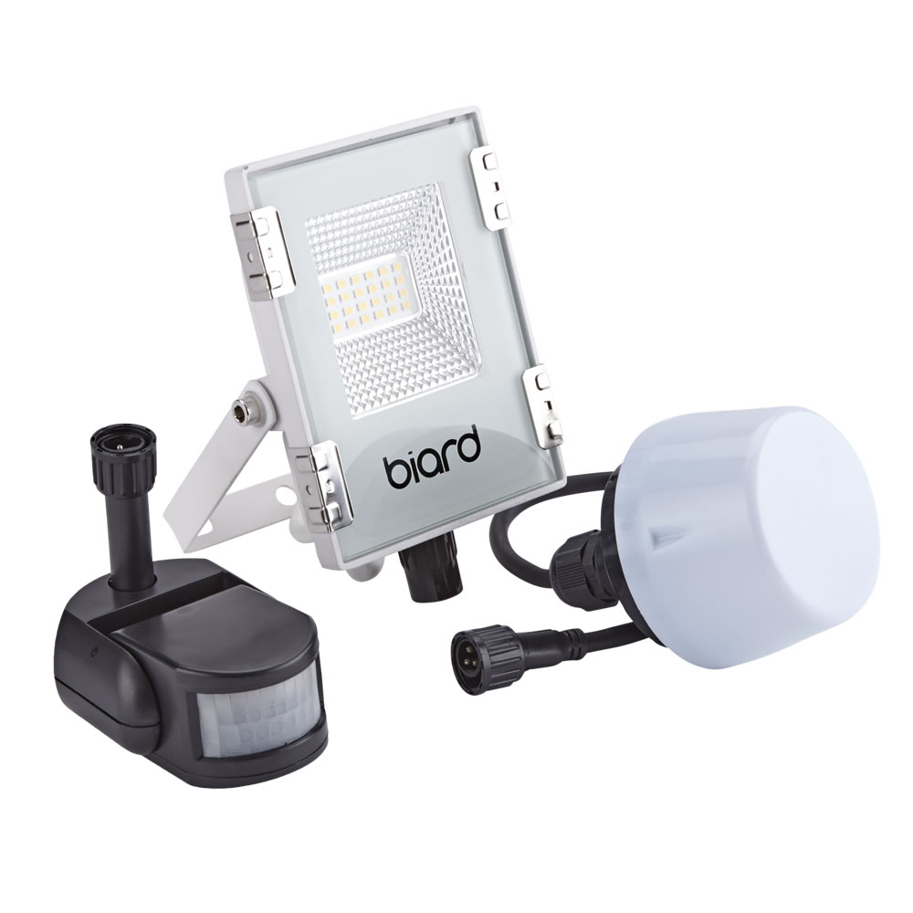 Biard Faro Proiettore Piatto Bianco 10W con Sensore PIR o Sensore Crepuscolare