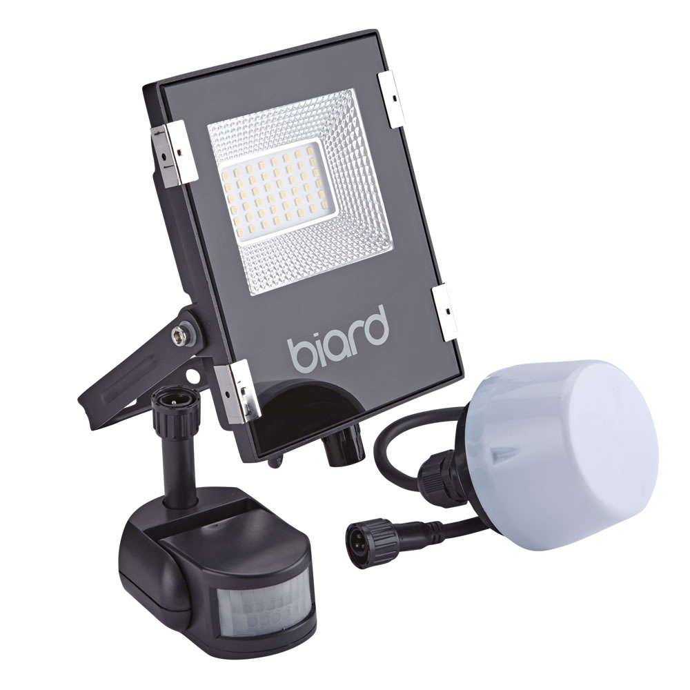 Biard Faro Proiettore Piatto Nero 20W con Sensore PIR o Sensore Crepuscolare