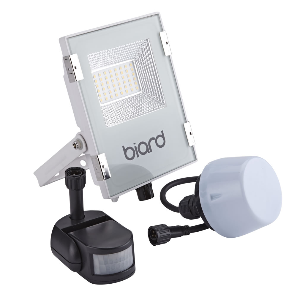 Biard Faro Proiettore Piatto Bianco 20W con Sensore PIR o Sensore Crepuscolare