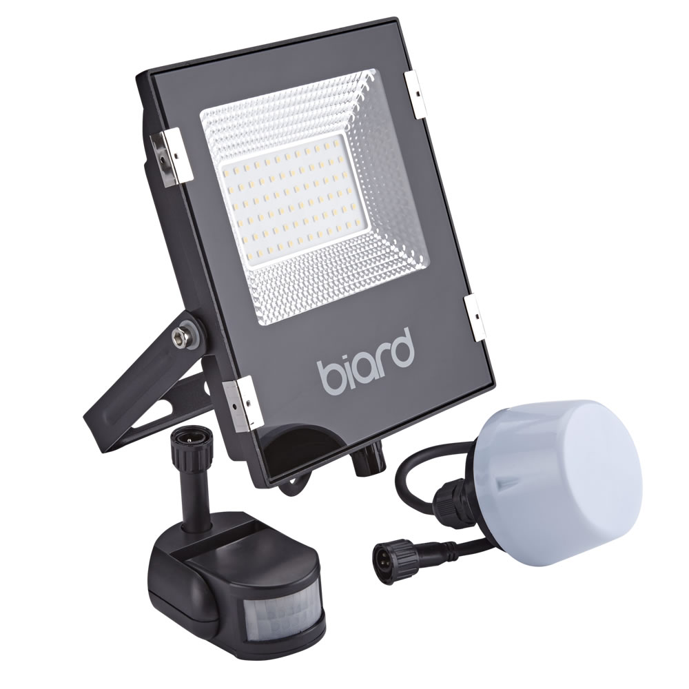 Biard Faro Proiettore Piatto Nero 30W con Sensore PIR o Sensore Crepuscolare