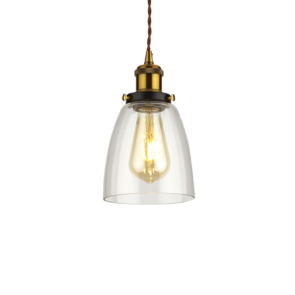 Biard Lampada a Sospensione in Stile Retro con Vetro Trasparente con Rosone Disponibile in 5 Colori - Praga