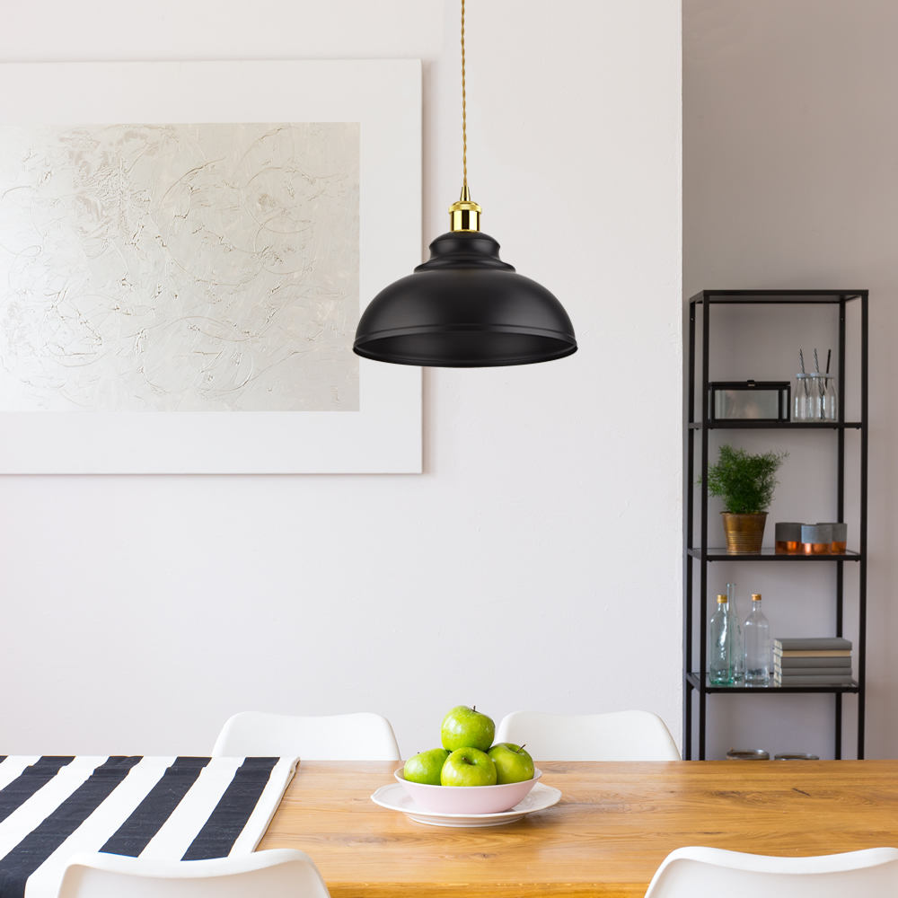 Biard Lampada a Sospensione in Stile Retro Ferro con Finitura Nera - Dalston