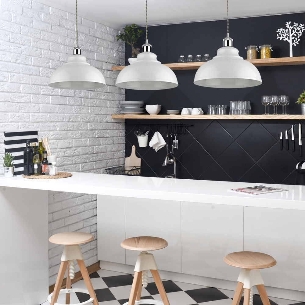 Biard Lampada a Sospensione in Stile Retro Ferro con Finitura Bianca con Disponibile - Dalston