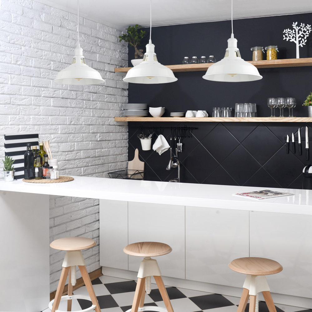 Biard Lampada a Sospensione in Stile Moderno Ferro con Finitura Bianca - Dalston