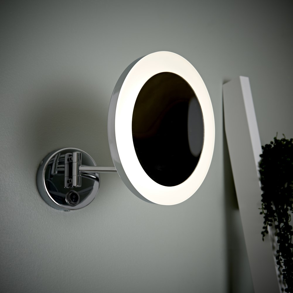 Specchio Ingranditore Bagno x3 LED Murale Tondo con Braccio - Monoun