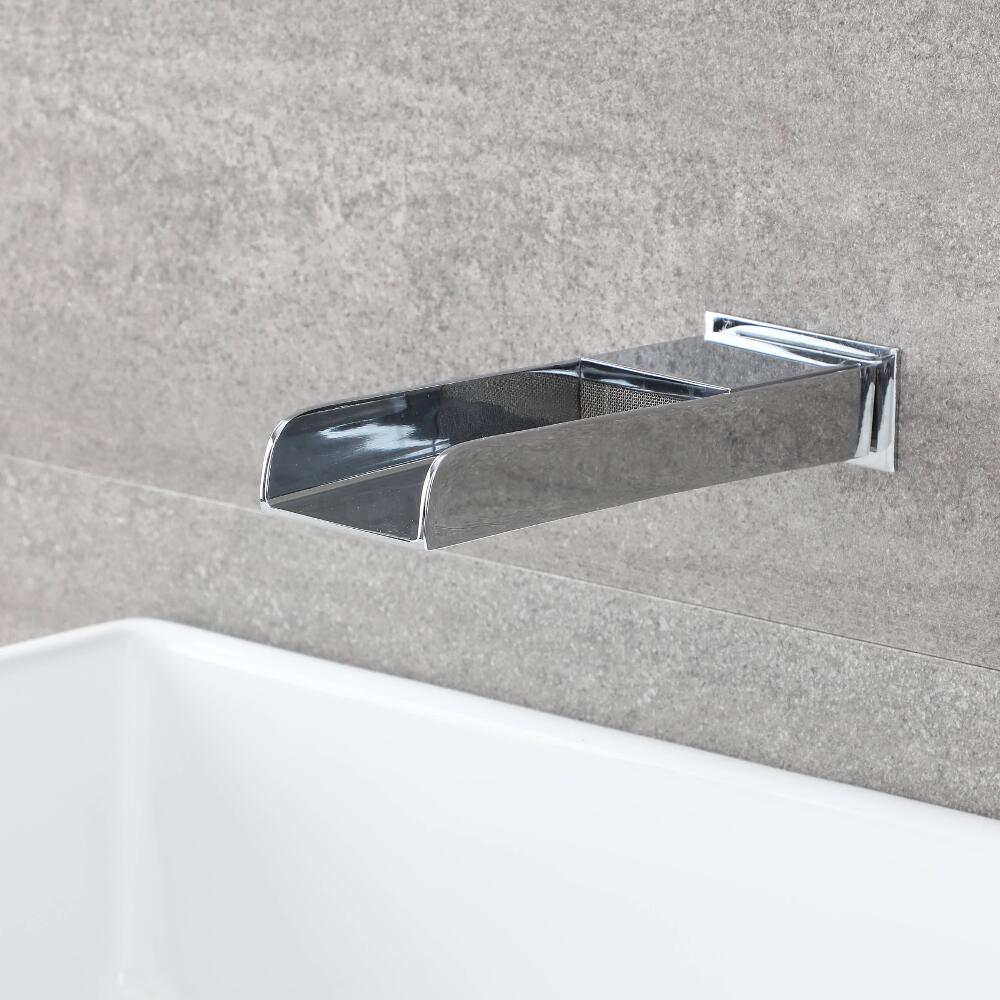 Erogatore Murale Cromato con Funzione Effetto Cascata per Lavabo o Vasca - Parade