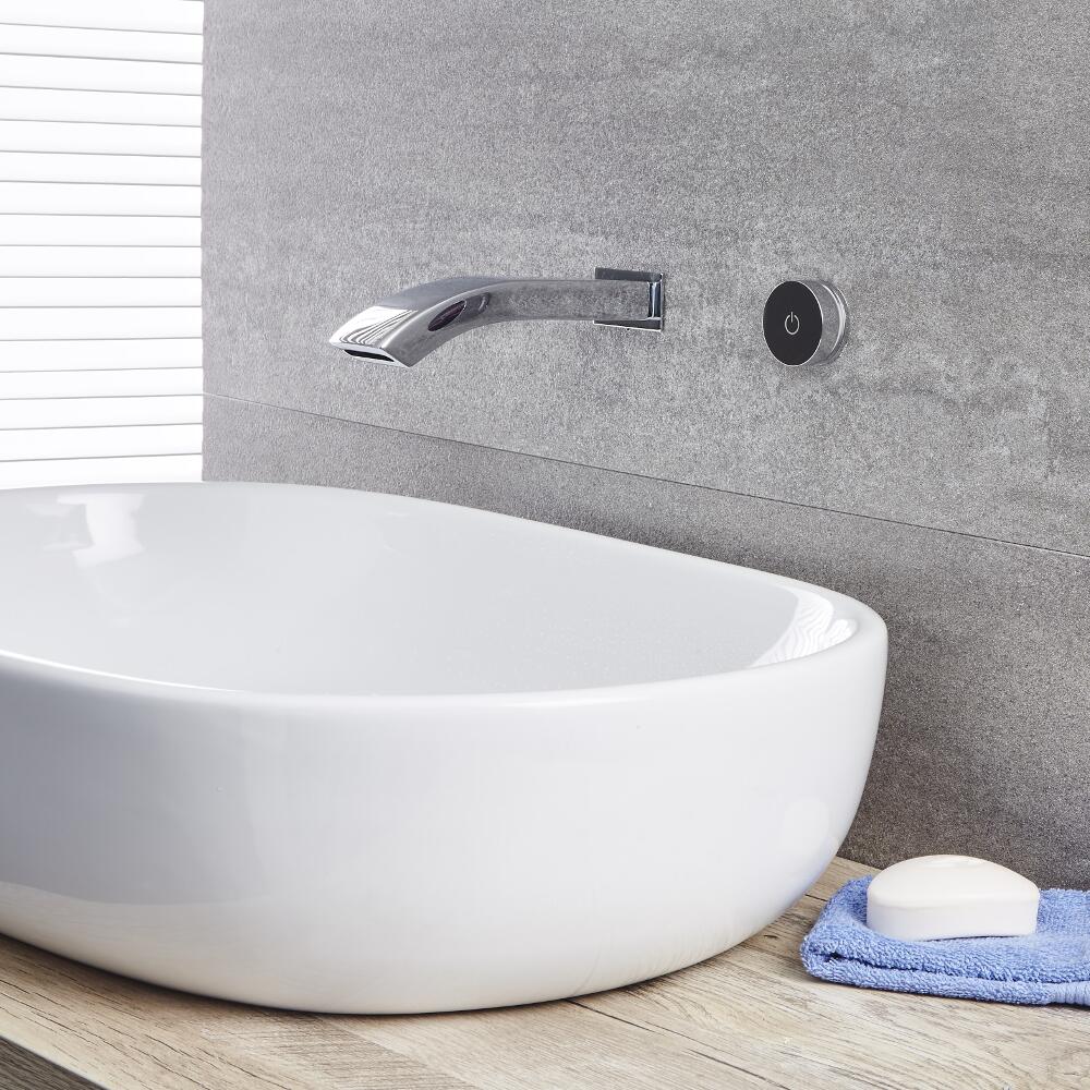 Erogatore Murale Cromato Per Lavabo Bagno o Vasca Completo di Controllo Digitale - Razor