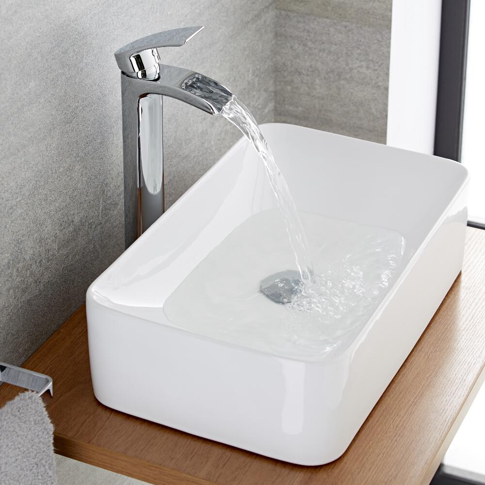 Rubinetto Miscelatore Monoforo Monocomando Alto in Ottone Cromato - Razor