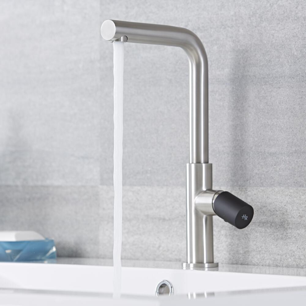 Miscelatore Cucina e Lavabo Contemporaneo Monocomando in Acciaio Inox Spazzolato - Bomere
