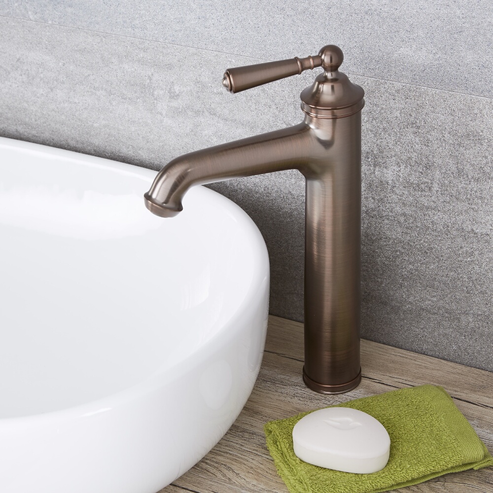 Rubinetto Miscelatore Tradizionale Monoforo Alto Effetto Bronzo Brunito ad Olio per Lavabo- Colworth