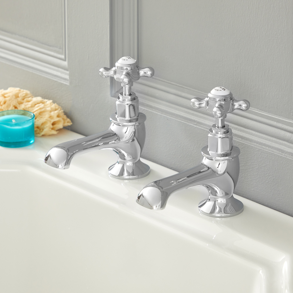 Coppia Rubinetti Singoli per Vasca Design Tradizionale Finitura con Maniglie a Croce Disponibile in Diversi Colori - Elizabeth