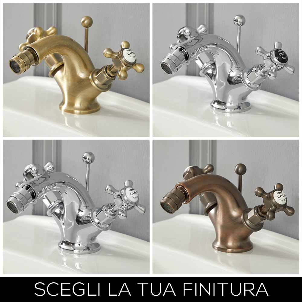 Rubinetto Miscelatore Bidet Monoforo Design Tradizionale con Maniglie a Croce Disponibile in Diversi Colori - Elizabeth